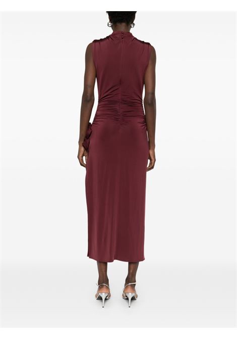 Burgundy draped roll-neck midi dress Magda butrym - women MAGDA BUTRYM | 235425BRD